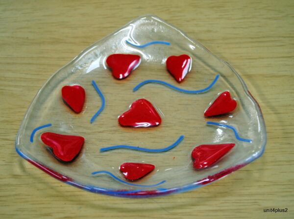 Fused glass Heart Dish
